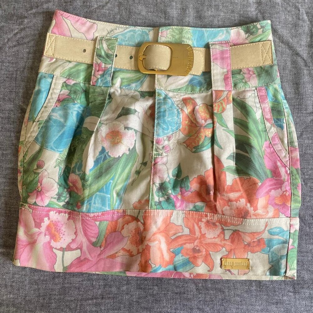 Lança Perfume Denim Printed High Waisted Skirt